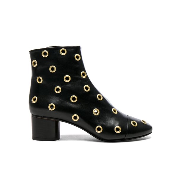 Isabel Marant Shoes - Isabel Marant Black Ankle Boots with Gold Accents